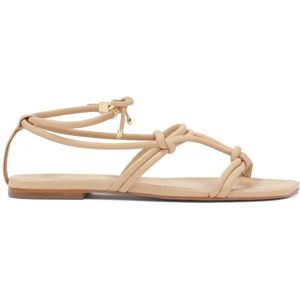 Kazar, Schoenen, Dames, Beige, 41 EU, Leer, Gelaagde platte sandalen van volnerfleer