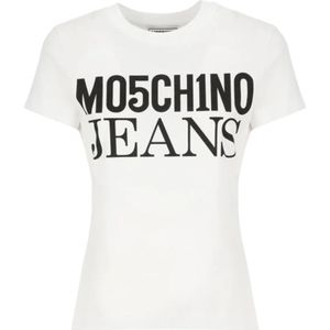 Moschino, Tops, Dames, Wit, M, Korte Mouw T-Shirt Stijlvol Comfort