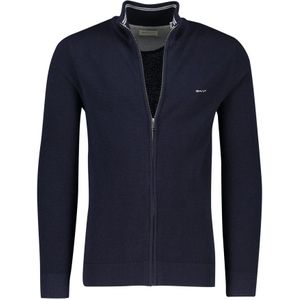 Gant, Sweatshirts & Hoodies, Heren, Blauw, 4Xl, Katoen, Effen donkerblauwe vest met opstaande kraag