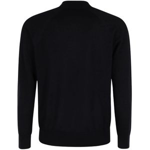 Paolo Pecora, Sweatshirts & Hoodies, Heren, Zwart, XL, Wol, Merino Wol Half-Zip Trui