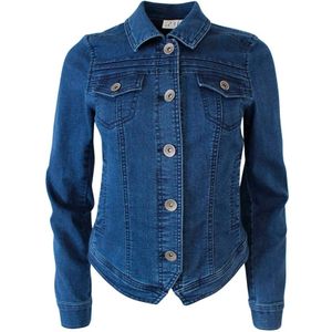 2-Biz, Anne Denim Jas - Stijlvolle en Casual Winterkleding Blauw, Dames, Maat:S