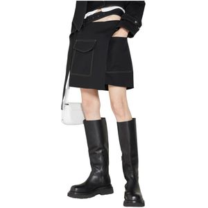 Helmut Lang, Trench Wrap Rok met Contraststiksels Zwart, Dames, Maat:S