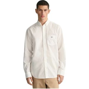 Gant, Overhemden, Heren, Wit, S, Katoen, Klassieke Poplin Overhemd met Jaren 80 Geïnspireerde Patch