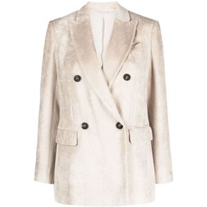 Brunello Cucinelli, Klassieke C700 Blazer Beige, Dames, Maat:S