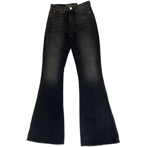 Denham, Jeans, Dames, Zwart, W27 L32, Katoen, Zwarte jeans met hoge taille en flare pasvorm