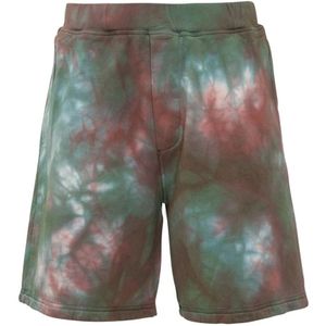 Dsquared2, Korte broeken, Heren, Veelkleurig, XL, Katoen, Groene Tie-Dye Shorts Ss 22