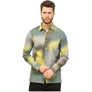 Armani Exchange, Overhemden, Heren, Veelkleurig, M, Katoen, Gele Katoenen Poplin Klassiek Overhemd