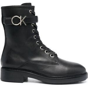 Calvin Klein, Schoenen, Dames, Zwart, 36 EU, Leer, Enkellaarsjes