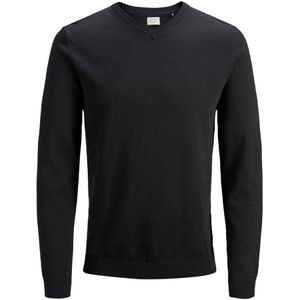 Jack & Jones, Heren Zwart V-Hals Gebreide Trui Zwart, Heren, Maat:2XL