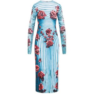 Jean Paul Gaultier, Body Morphing Jurk Blauw Rood Wit Veelkleurig, Dames, Maat:S