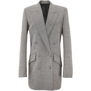 Givenchy, Houndstooth Wol Blazer Zwart/Wit Grijs, Dames, Maat:S