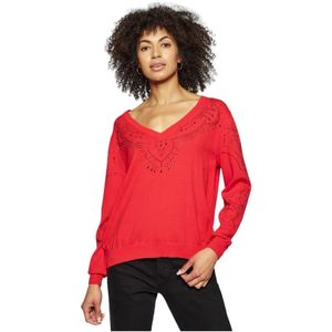 Desigual, Truien, Dames, Rood, S, V-hals Trui