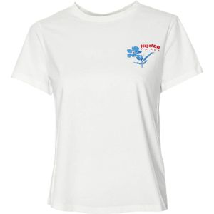 Kenzo, Tops, Dames, Wit, M, Getekende Bloemen T-shirt