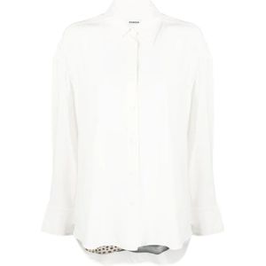 Krizia, Blouses & Shirts, Dames, Wit, S, Zijden shirt met dierenprint