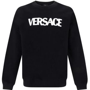 Versace, Sweatshirts & Hoodies, Dames, Zwart, S, Polyester, Logo Sweartshirt