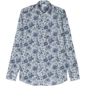 Etro, Bloemenprint Hemelsblauw Overhemd Blauw, Heren, Maat:XL