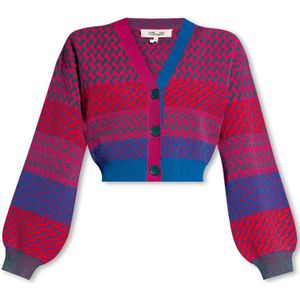 Diane Von Furstenberg, Truien, Dames, Roze, L, Gebreid Cardigan met 'Rema'-patroon