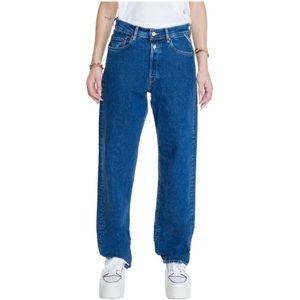 Replay, Jeans, Dames, Blauw, W33 L32, Katoen, Blauwe Effen Broek met Ritssluiting