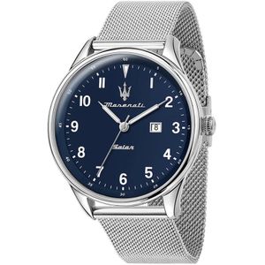 Maserati, Tradizione Roestvrij Stalen Horloge Blauwe Wijzerplaat Grijs, Heren, Maat:ONE Size