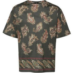 Etro, Bedrukt Khaki Soho T-shirt Groen, Heren, Maat:L