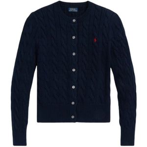 Polo Ralph Lauren, Truien, Dames, Blauw, S, Katoen, Gebreide katoenen cardigan