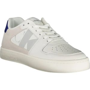 Calvin Klein, Schoenen, Heren, Wit, 40 EU, Polyester, Witte Polyester Sneakers met Contrastdetails