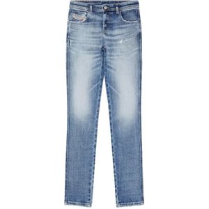 Diesel, Jeans, Dames, Blauw, W28, Denim, Stijlvolle Straight Jeans voor Vrouwen