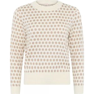 Skovhuus, Fijne gestippelde O-hals pullover blouse Wit, Dames, Maat:2XL