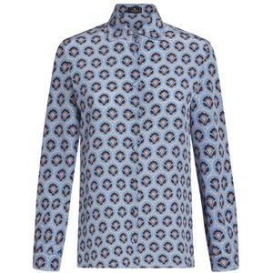 Etro, Blouses & Shirts, Dames, Veelkleurig, M, Blauwe Zijden Aurea Print Overhemd