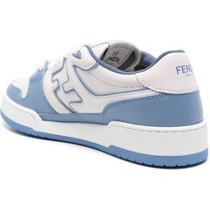 Fendi, Schoenen, Dames, Veelkleurig, 35 1/2 EU, Leer, Blauw & Wit Kleurblok Sneakers