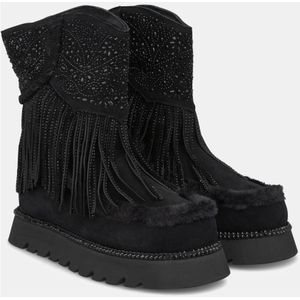 Alma EN Pena, Schoenen, Dames, Zwart, 39 EU, Fringe bootie voor vrouwen