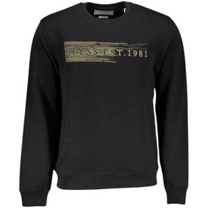 Guess, Sweatshirts & Hoodies, Heren, Zwart, M, Katoen, Slim Fit Sweatshirt van Geborsteld Katoen