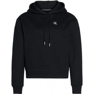 Calvin Klein, Sweatshirts & Hoodies, Dames, Zwart, S, Katoen, Korte Fleece-gevoerde Sweatshirt