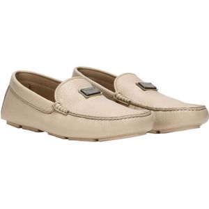 Dolce & Gabbana, Schoenen, Heren, Beige, 40 EU, Logo Leren Loafers