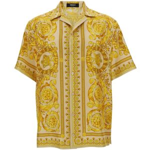 Versace, Barocco Print Hawaiian Overhemd Geel, Heren, Maat:XL