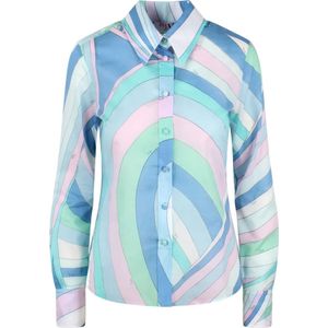 Emilio Pucci, Blouses & Shirts, Dames, Veelkleurig, M, Katoen, Iride Print Katoenen Overhemd