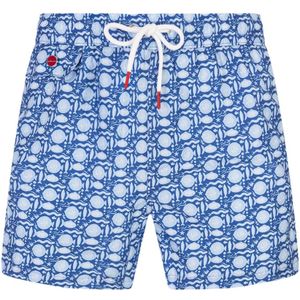 Kiton, Blauwe Zwemshorts met Vispatroon Blauw, Heren, Maat:M