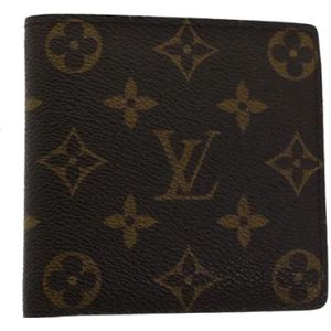 Louis Vuitton Vintage, Pre-owned, Heren, Bruin, ONE Size, Tweed, Pre-owned Canvas wallets