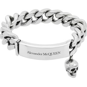 Alexander McQueen, Accessoires, Heren, Grijs, ONE Size, Metalen Skull Detail Armband