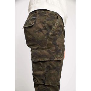 Mason's, Broeken, Heren, Groen, XS, Katoen, Camouflage Cargo Broek Extra Slim Fit