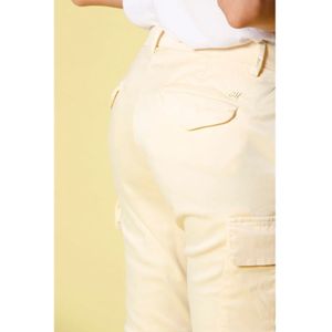 Mason's, Broeken, Dames, Geel, M, Satijn, Curvy Cargo Broek in Stretch Satijn