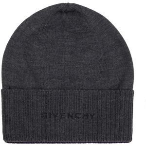 Givenchy, Logo Wol Hoed voor Mannen Grijs, unisex, Maat:ONE Size