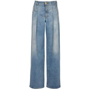 Balmain, Jeans, Dames, Blauw, XS, Denim, Geplooide denim jeans