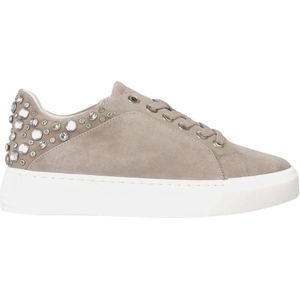 Alma EN Pena, Schoenen, Dames, Beige, 40 EU, Studded Leren Sneaker met Platform