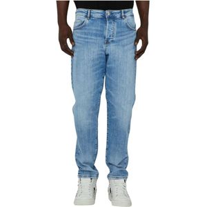 John Richmond, Jeans, Heren, Blauw, W32, Katoen, Lichte Wassing Slim Fit Basic Jeans
