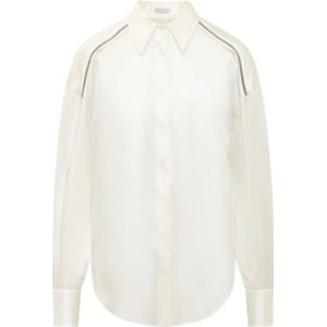 Brunello Cucinelli, Blouses & Shirts, Dames, Beige, L, ML Overhemd