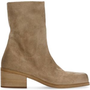 Marsell, Schoenen, Dames, Bruin, 38 1/2 EU, Bruin Leren Vierkante Neus Laarzen