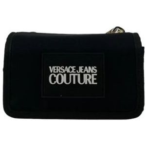 Versace Jeans Couture, Tassen, Heren, Zwart, ONE Size, Nylon, Zwarte Heren Logo Contrast Marsupio