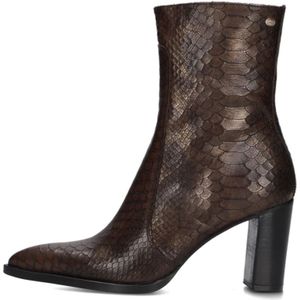 Fred De La Bretoniere, Schoenen, Dames, Bruin, 41 EU, Leer, Groene Reptielenprint Enkellaars