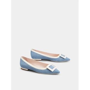 Roger Vivier, Schoenen, Dames, Blauw, 39 EU, Denim, Denim Gesp Ballerinas